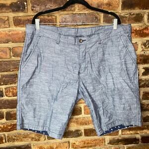 NWT Livergy Blue Cotton Blend Chambray Flat Front Chino Shorts Men's Size 40